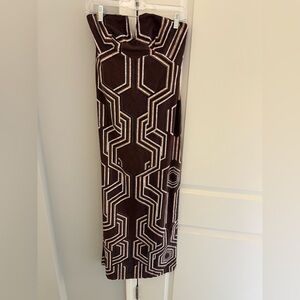 Anthropologie Strapless Linen Plunge Neck Midi Dress